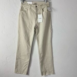 DL1961 Jeans‎ Denim Patti Straight Ecru Wash Solid Cream Ivory Beige Cotton Fray